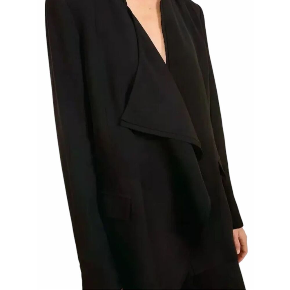 FIFTEEN TWENTY Women’s Black Draped Open Front Tencel Jacket Cardigan Large
